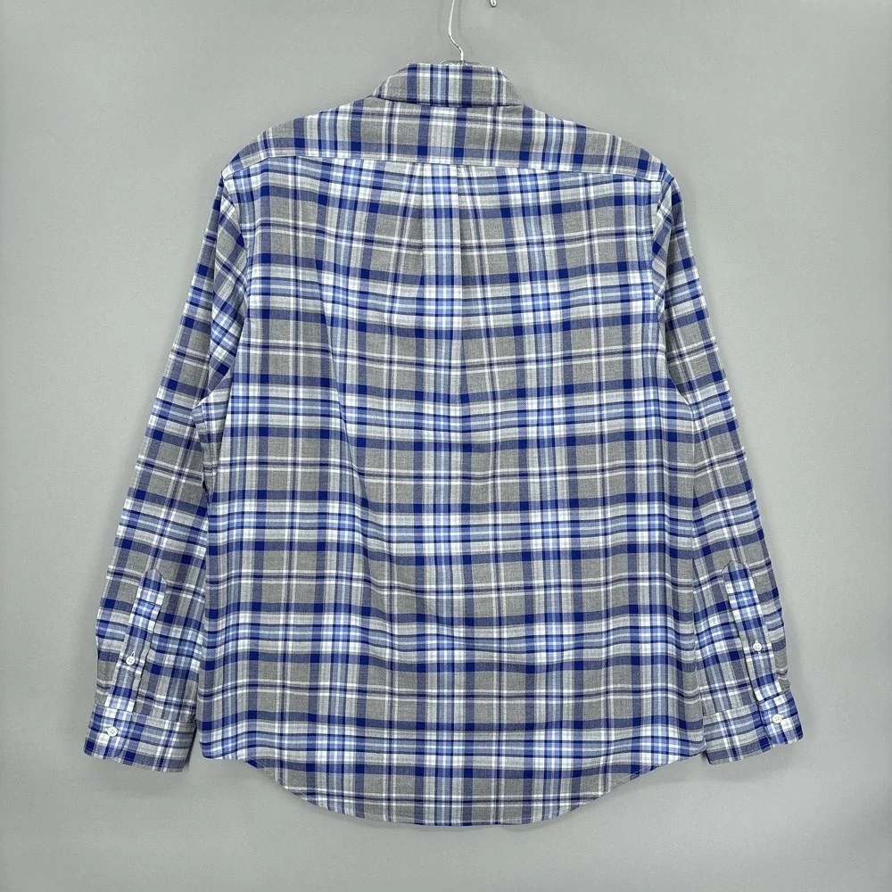 Polo Ralph Lauren Shirt Mens L Blue Plaid Classic Fit Button Down Long Sleeve